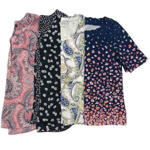 NWOT Talbots Set of 4 Bundle Top Blouse Petite M Sleeveless Short Sleeve Summer